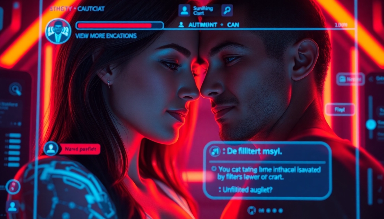 Engaging NSFW AI chat scene showing a digital conversation with an alluring AI girlfriend, highlighting unfiltered connectivity and emotional depth.