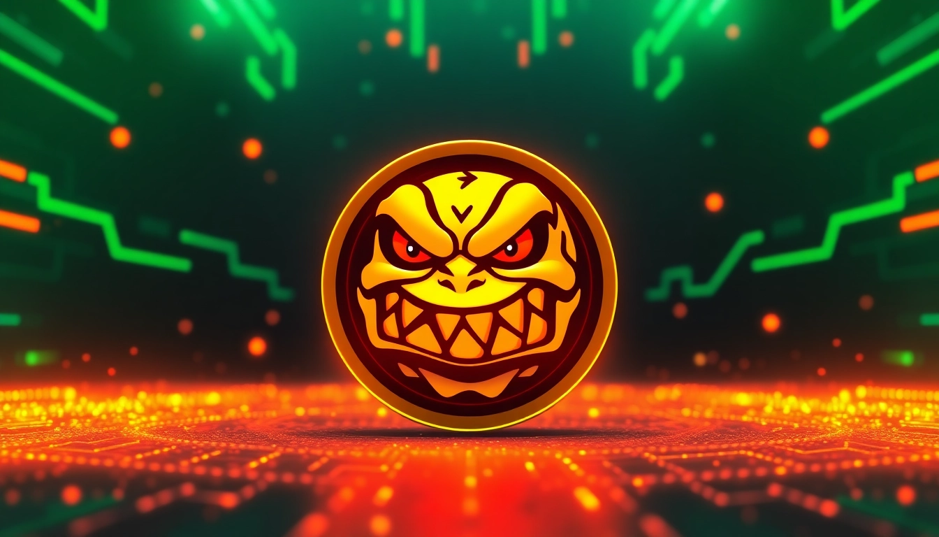 Buy Angry Pepe Fork with vibrant meme coin logo and blockchain visuals in a dynamic, colorful